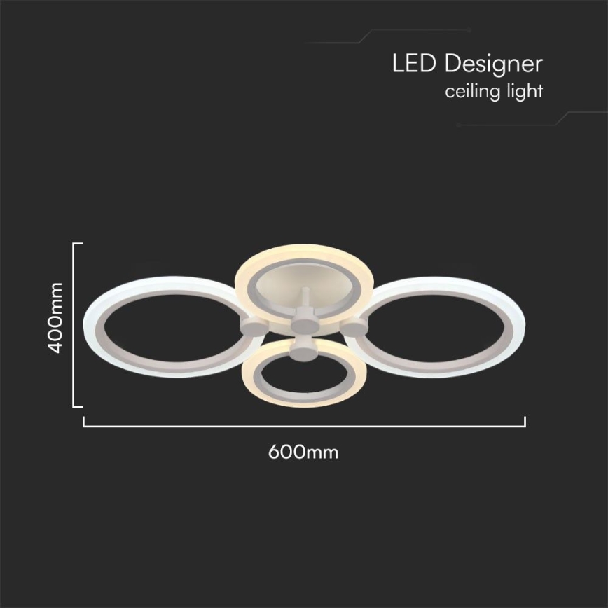 Dimbar LED ytmonterad ljuskrona LED/45W/230V 3000-6500K + fjärrkontroll