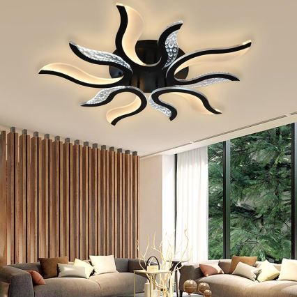 Dimbar LED ytmonterad ljuskrona LED/65W/230V 3000-6500K svart + fjärrkontroll