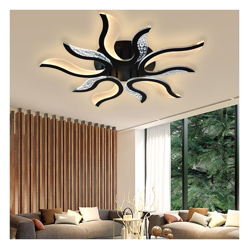 Dimbar LED ytmonterad ljuskrona LED/65W/230V 3000-6500K svart + fjärrkontroll