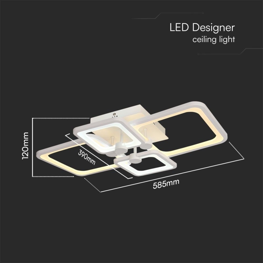 Dimbar LED ytmonterad ljuskrona LED/70W/230V 3000-6500K + fjärrkontroll