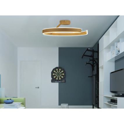 Dimbar LED ytmonterad ljuskrona LED/72W/230V 3000-6500K guld + fjärrkontroll