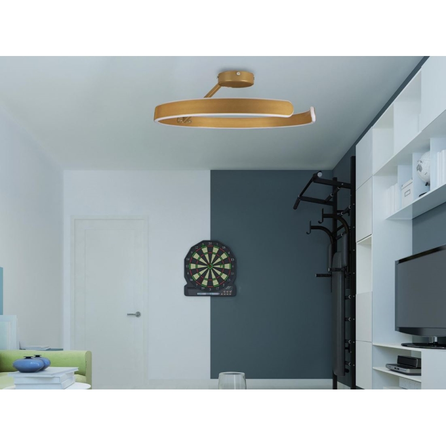 Dimbar LED ytmonterad ljuskrona LED/72W/230V 3000-6500K guld + fjärrkontroll