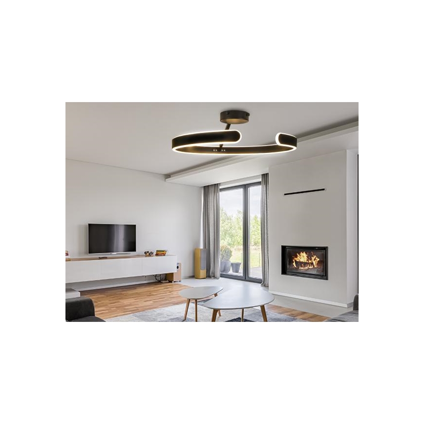 Dimbar LED ytmonterad ljuskrona LED/72W/230V 3000-6500K svart + fjärrkontroll