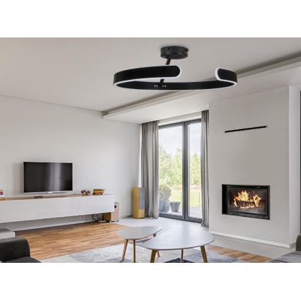 Dimbar LED ytmonterad ljuskrona LED/72W/230V 3000-6500K svart + fjärrkontroll