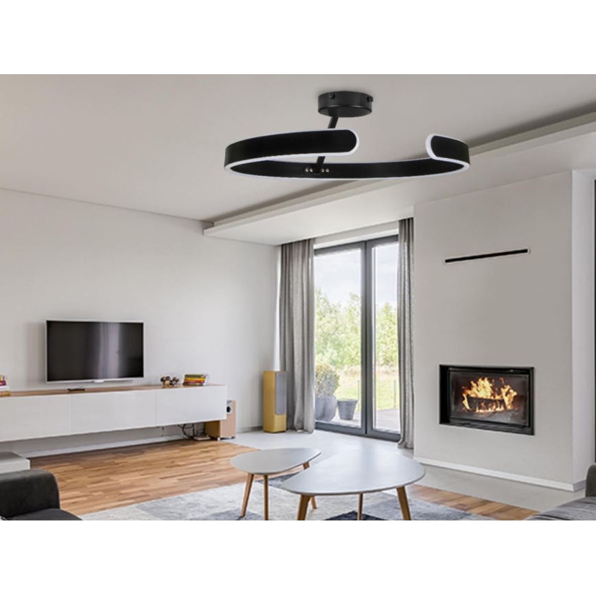 Dimbar LED ytmonterad ljuskrona LED/72W/230V 3000-6500K svart + fjärrkontroll
