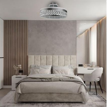 LED Dimbar kristallljuskrona ytmonterad LED/75W/230V 3000-6500K matt krom + fjärrkontroll