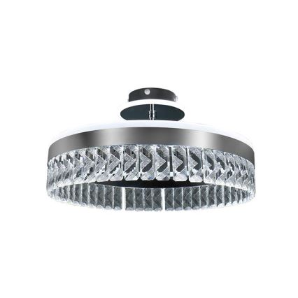 LED Dimbar kristallljuskrona ytmonterad LED/75W/230V 3000-6500K matt krom + fjärrkontroll