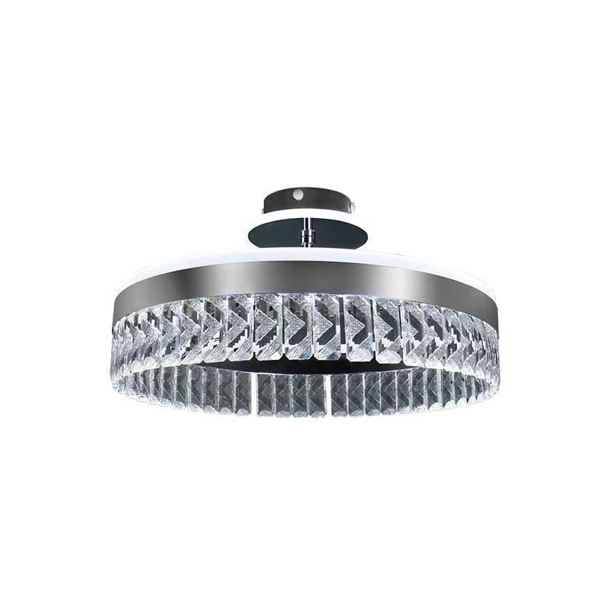 LED Dimbar kristallljuskrona ytmonterad LED/75W/230V 3000-6500K matt krom + fjärrkontroll