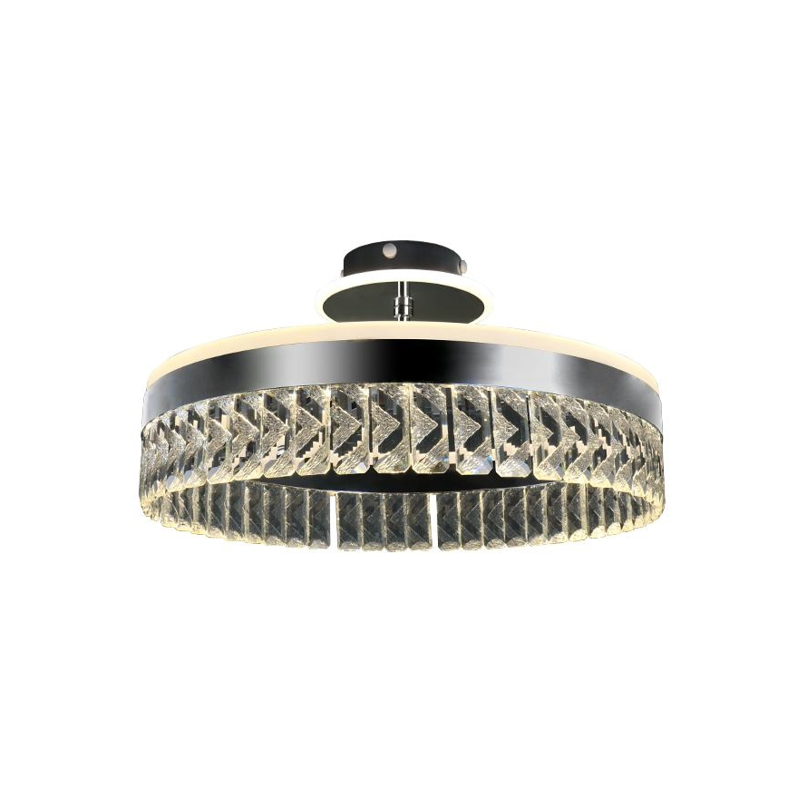 LED Dimbar kristallljuskrona ytmonterad LED/75W/230V 3000-6500K matt krom + fjärrkontroll