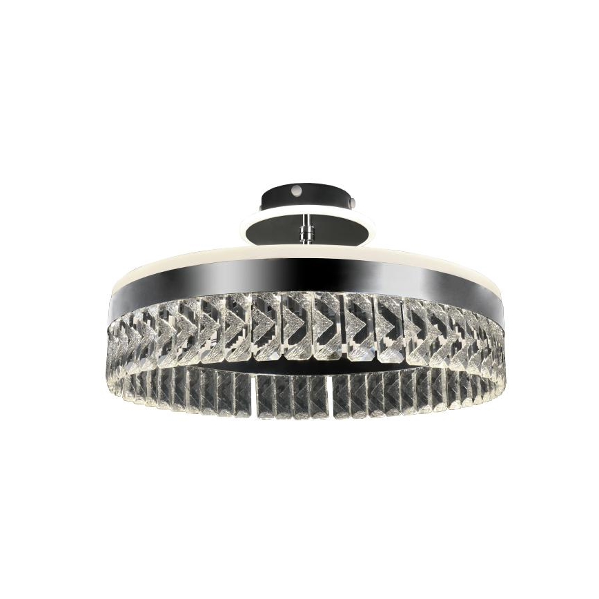 LED Dimbar kristallljuskrona ytmonterad LED/75W/230V 3000-6500K matt krom + fjärrkontroll