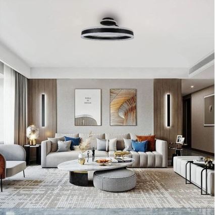 Dimbar LED ytmonterad ljuskrona LED/86W/230V 3000-6500K svart + fjärrkontroll