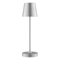 Dimbar uppladdningsbar beröringsstyrd utomhusbordslampa ELORA LED/2,5W/5V 2700K 2600 mAh IP44 silver