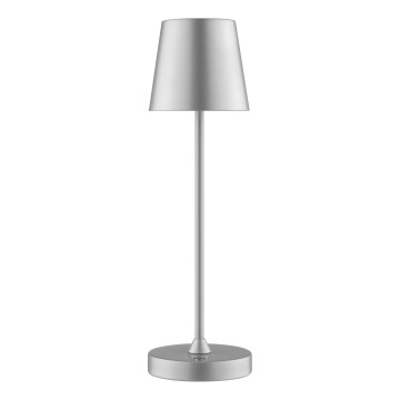 Dimbar uppladdningsbar beröringsstyrd utomhusbordslampa ELORA LED/2,5W/5V 2700K 2600 mAh IP44 silver