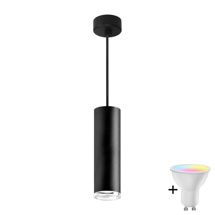 Dimbara LED RGBW badrumspendel på kabel TURYN 1xGU10/6,5W/230V 2700-6500K Wi-Fi IP44 svart
