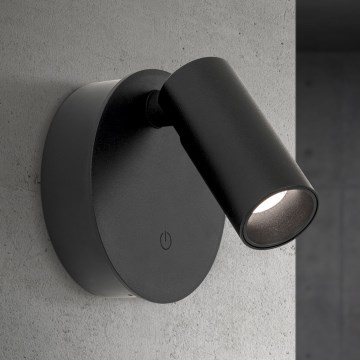 Dimbart uppladdningsbart beröringsstyrt väggspot LUXY LED/1W/5V 2200 mAh 2700/3000/4000K svart