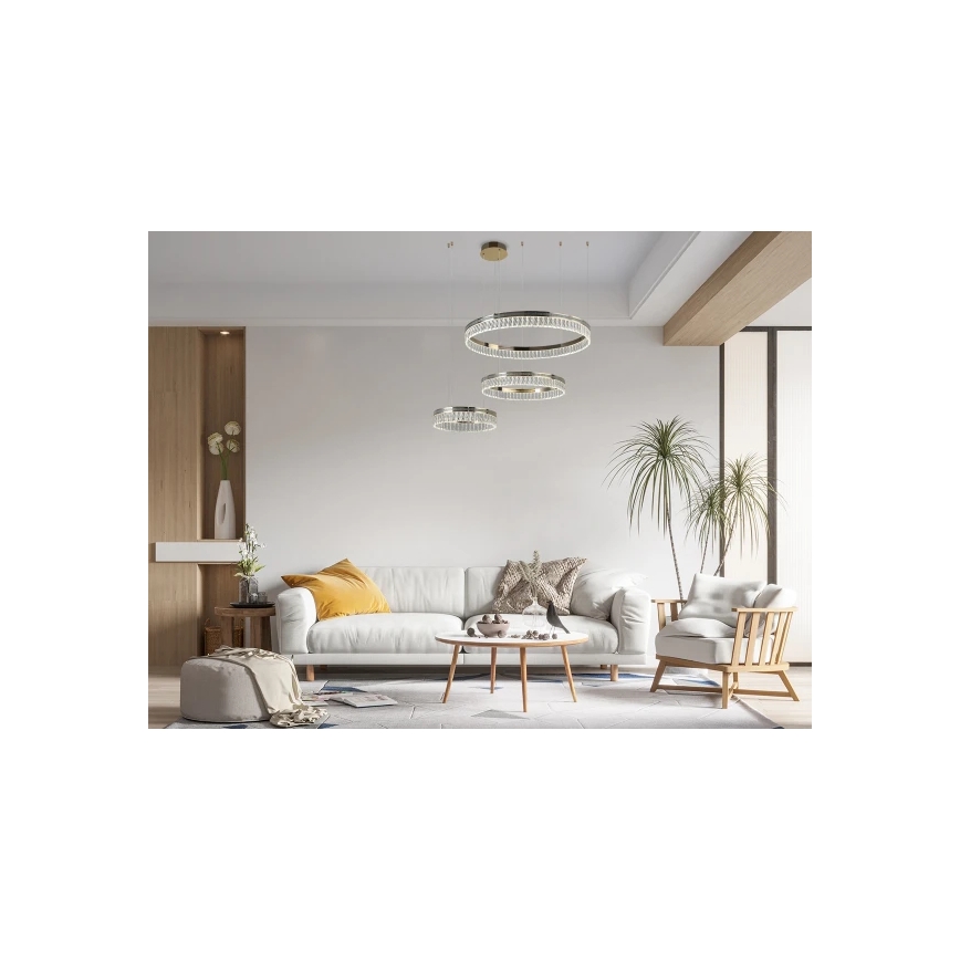 Dimbar kristallkrona på vajer THALIA LED/120W/230V 3000-6000K + fjärrkontroll