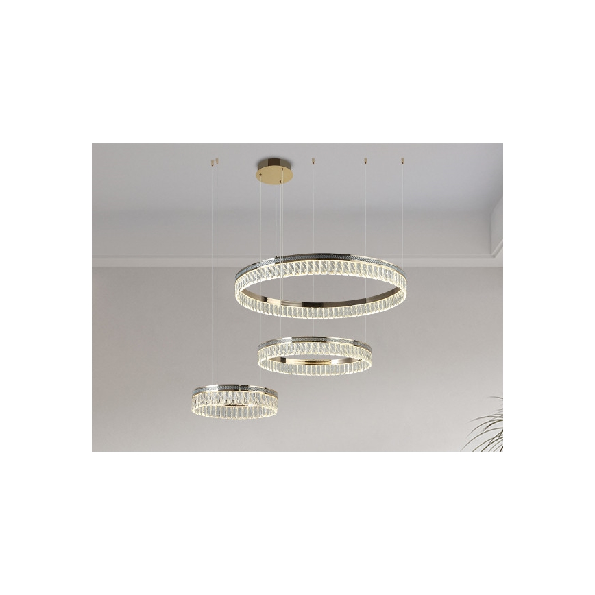 Dimbar kristallkrona på vajer THALIA LED/120W/230V 3000-6000K + fjärrkontroll