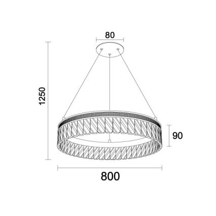 LED-dimbar kristallkrona på vajer THALIA LED/55W/230V 3000-6000K diam. 80 cm + fjärrkontroll