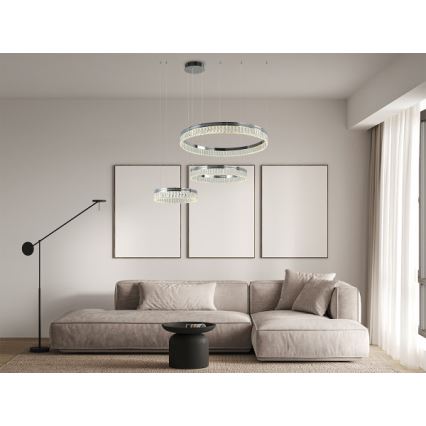 LED Dimmbar kristallkrona på vajer THALIA LED/120W/230V 3000-6000K + fjärrkontroll