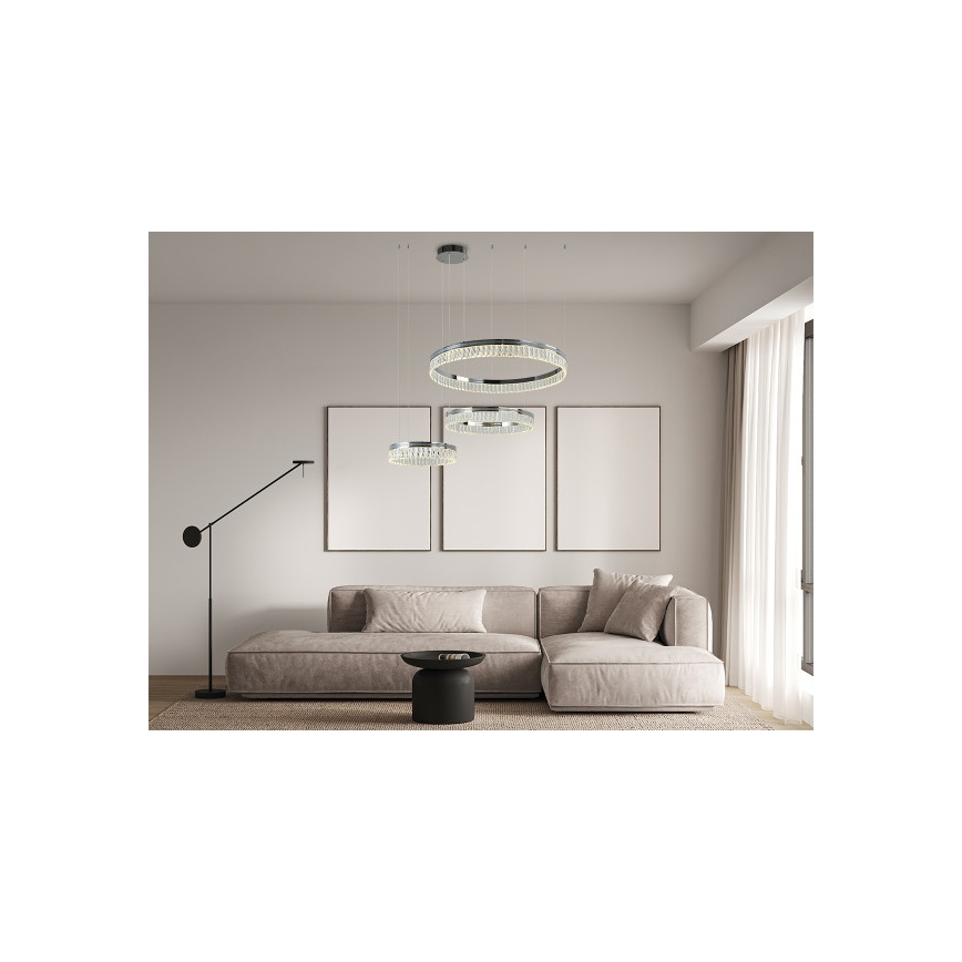LED Dimmbar kristallkrona på vajer THALIA LED/120W/230V 3000-6000K + fjärrkontroll
