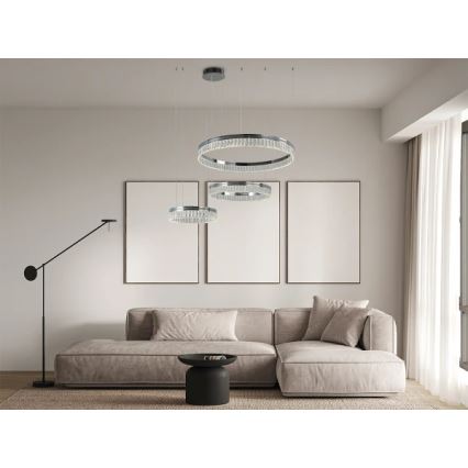 LED Dimmbar kristallkrona på vajer THALIA LED/120W/230V 3000-6000K + fjärrkontroll