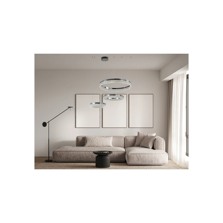 LED Dimmbar kristallkrona på vajer THALIA LED/120W/230V 3000-6000K + fjärrkontroll