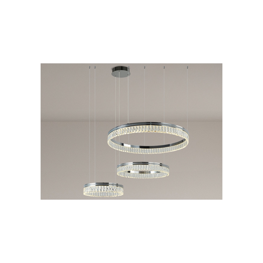 LED Dimmbar kristallkrona på vajer THALIA LED/120W/230V 3000-6000K + fjärrkontroll