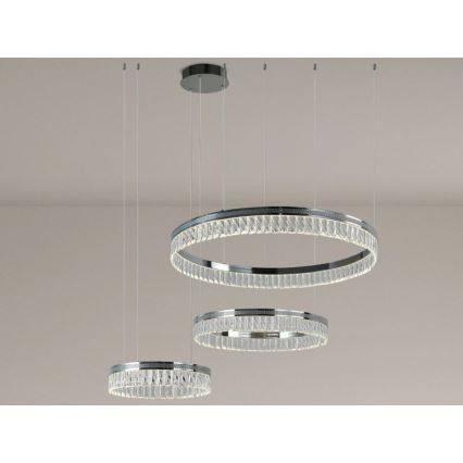 LED Dimmbar kristallkrona på vajer THALIA LED/120W/230V 3000-6000K + fjärrkontroll