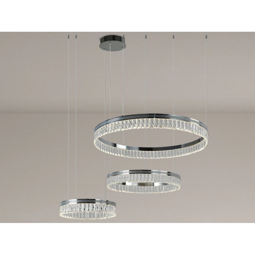 LED Dimmbar kristallkrona på vajer THALIA LED/120W/230V 3000-6000K + fjärrkontroll