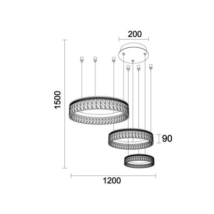 LED Dimmbar kristallkrona på vajer THALIA LED/120W/230V 3000-6000K + fjärrkontroll