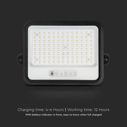 Dimmbar solcells-LED-strålkastare LED/200W/3,2V 2000-8000K IP65 10000 mAh svart + fjärrkontroll