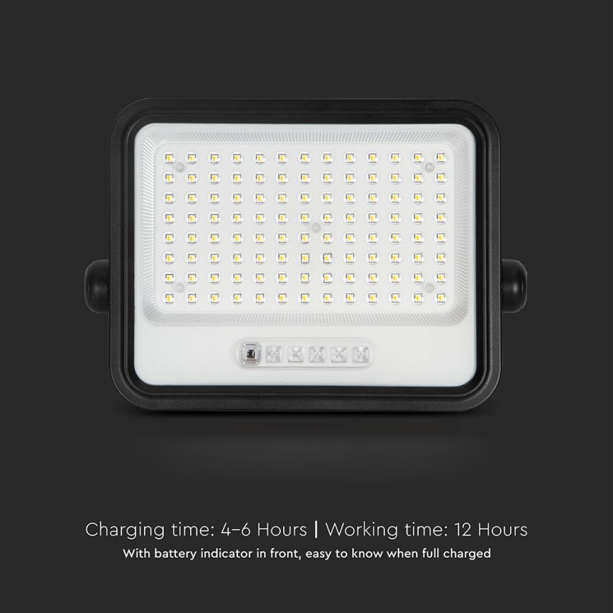 Dimmbar solcells-LED-strålkastare LED/200W/3,2V 2000-8000K IP65 10000 mAh svart + fjärrkontroll