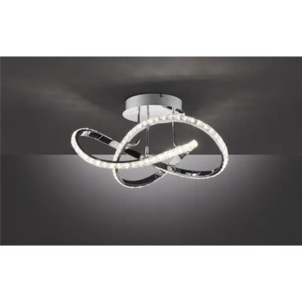 Dimmbar ytmonterad LED-taklampa ABRO LED/26W/230V, blank krom