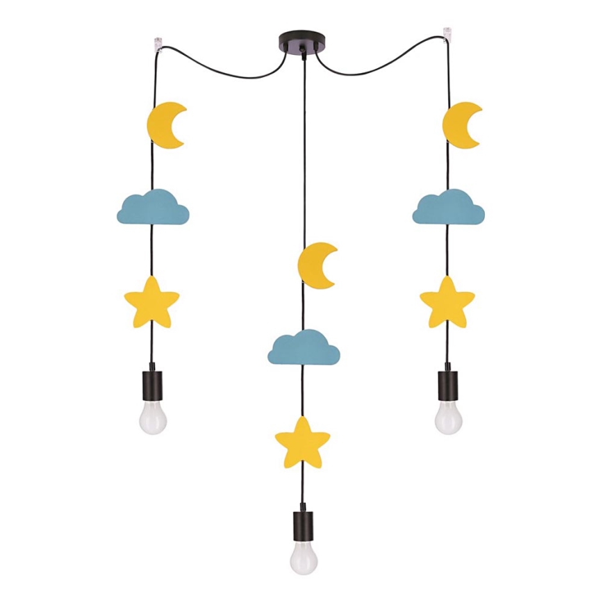 Dječji luster na konopcima TRIO 3xE27/20W/230V gul/blå