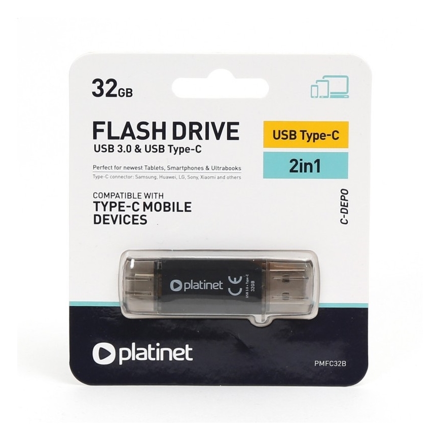 Dual USB-minne 3.0 + USB-C 32GB