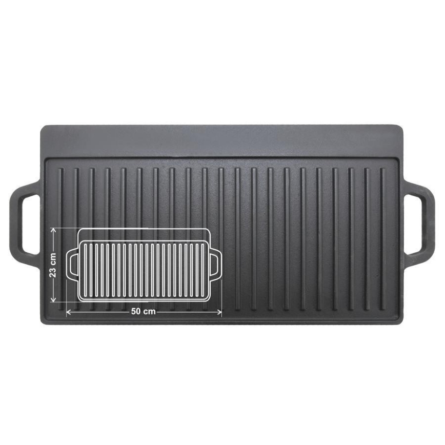 Dubbelsidig grillplatta 50x23 cm