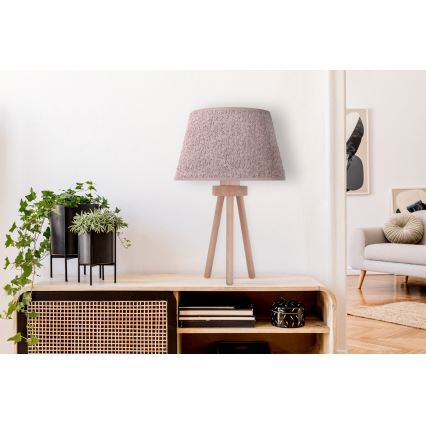 Duolla - Bordslampa BOUCLE 1xE27/15W/230V diameter 28 cm brun/trä