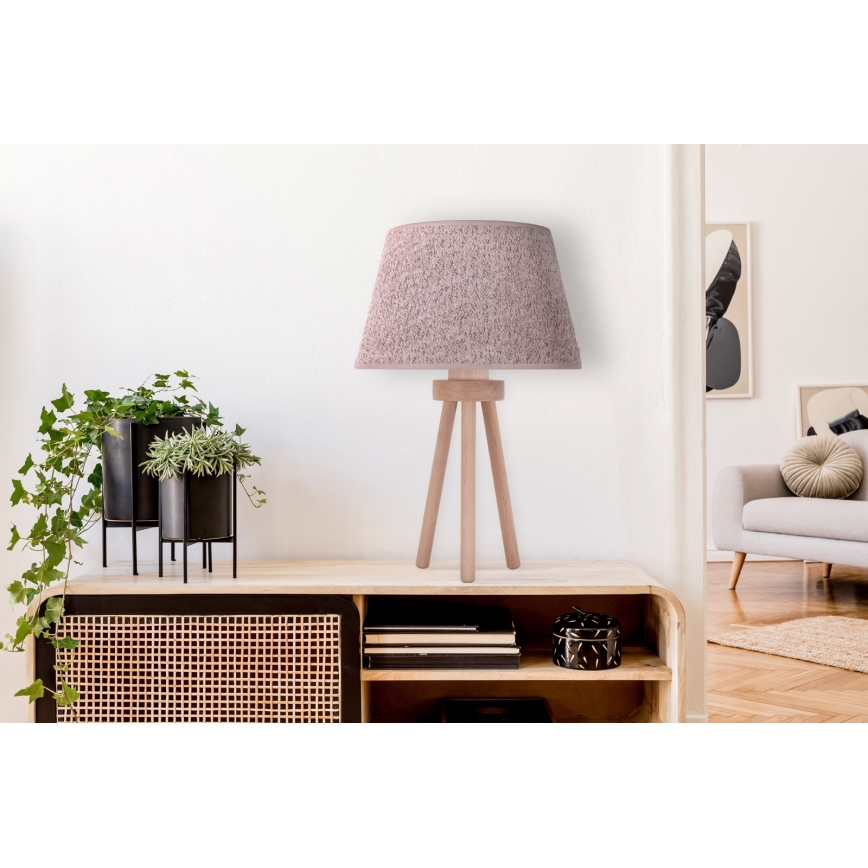Duolla - Bordslampa BOUCLE 1xE27/15W/230V diameter 28 cm brun/trä
