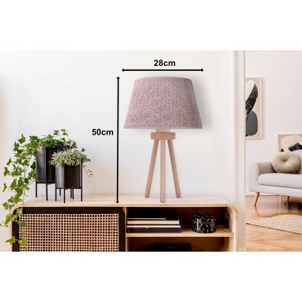 Duolla - Bordslampa BOUCLE 1xE27/15W/230V diameter 28 cm brun/trä