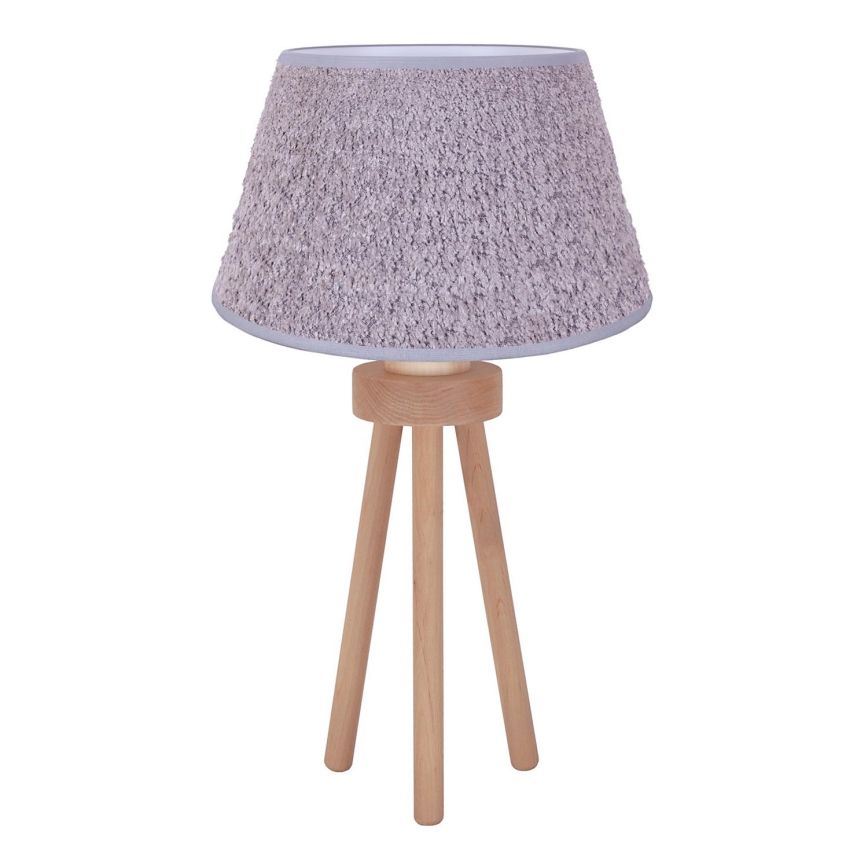 Duolla - Bordslampa BOUCLE 1xE27/15W/230V diameter 28 cm grå/trä