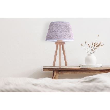 Duolla - Bordslampa BOUCLE 1xE27/15W/230V diameter 28 cm grå/trä