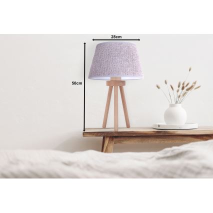 Duolla - Bordslampa BOUCLE 1xE27/15W/230V diameter 28 cm grå/trä