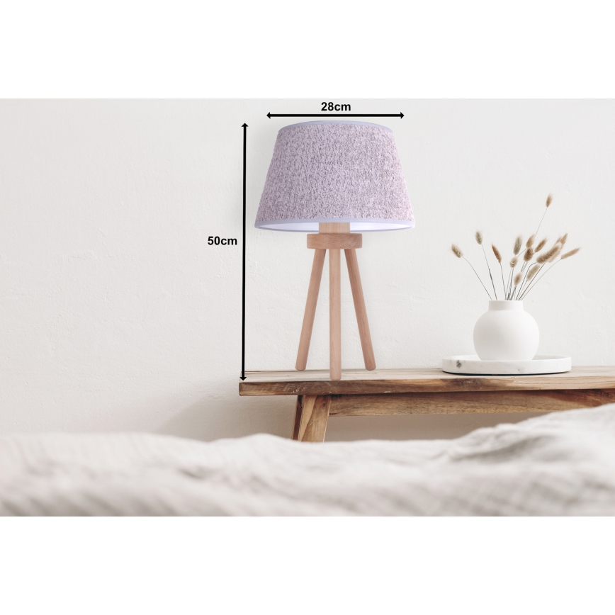 Duolla - Bordslampa BOUCLE 1xE27/15W/230V diameter 28 cm grå/trä