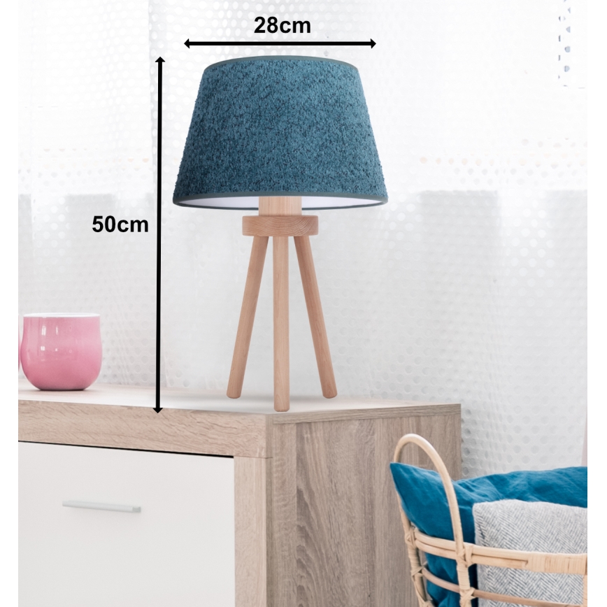 Duolla - Bordslampa BOUCLE 1xE27/15W/230V diameter 28 cm turkos/trä
