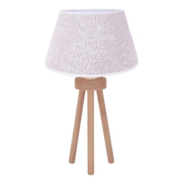 Duolla - Bordslampa BOUCLE 1xE27/15W/230V diameter 28 cm vit/trä