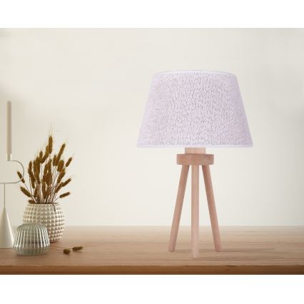 Duolla - Bordslampa BOUCLE 1xE27/15W/230V diameter 28 cm vit/trä