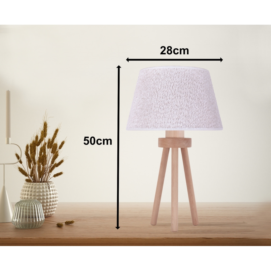 Duolla - Bordslampa BOUCLE 1xE27/15W/230V diameter 28 cm vit/trä