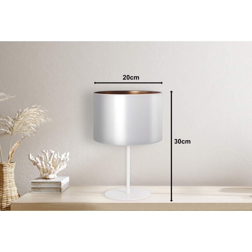 Duolla - Bordslampa CANNES 1xE14/15W/230V diameter 20 cm silver/koppar/vit