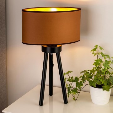 Duolla - Bordslampa OVAL VEGAN 1xE27/15W/230V diameter 30 cm brun