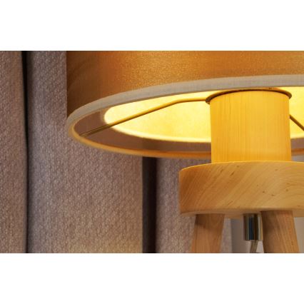 Duolla - Bordslampa WOOD BOHO 1xE27/15W/230V diameter 25 cm koppar/brun/beige